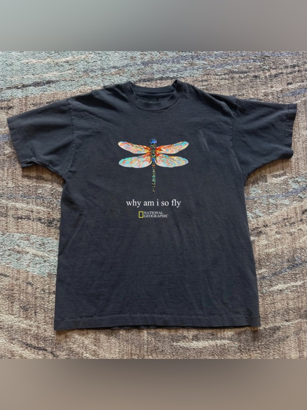 Black Tee with Dragonfly Graphic